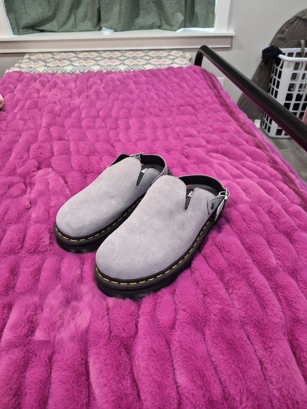 Women’s Gray Suede Slip-On Clog with Back Strap
